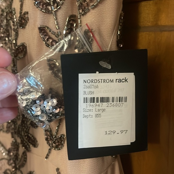 Marina special occasion beaded dress size large color is blush - Picture 3 of 9